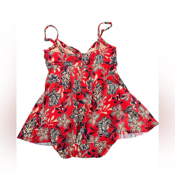 Garnet Hill Women's Floral One Piece Swimsuit Ruched-Overlay Padded Size 6 - Picture 3 of 7